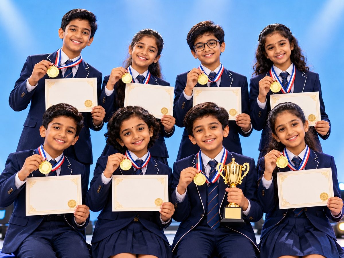 Competition winners holding their certificates